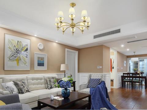  美式客餐厅卧室CAD施工图+实景照片 