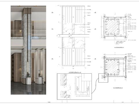  现代风格石材包柱节点大样图 