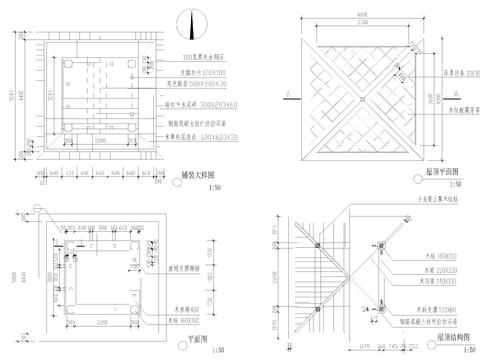  草亭详图CAD施工图 