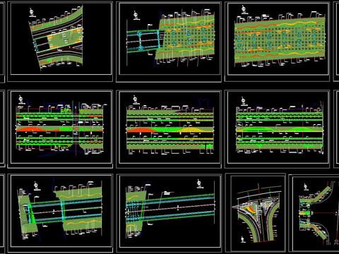  16种高速市政普通公路铺装CAD图库 