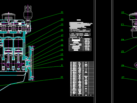  柴油机装配CAD施工图 