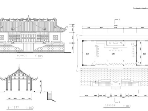  寺庙古建筑 寺院 设计方案图cad施工图 