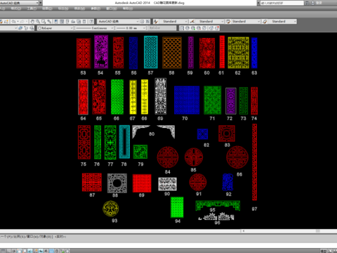  中式雕花隔断cad图库 