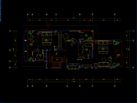  日式家装样板间设计cad施工图 