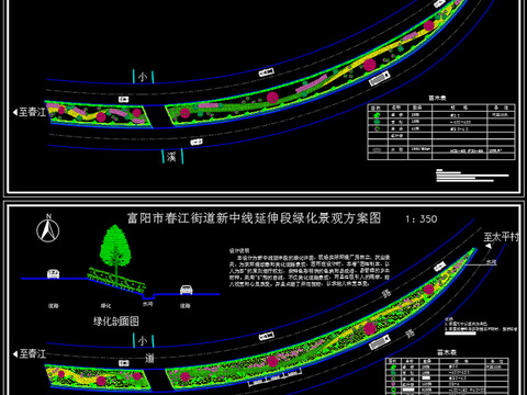  某街道新中线延伸段绿化景观cad施工图 