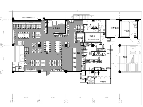  400㎡连锁快餐店cad平面图 