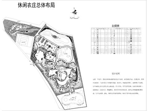  休閑農(nóng)莊總體布局平面cad施工圖 