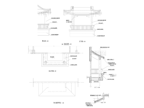  仿古住宅cad大样图 