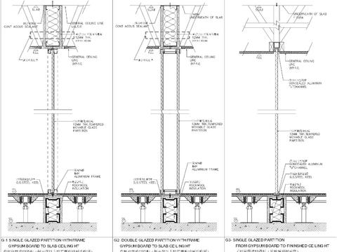  隔墙类型cad节点大样图 