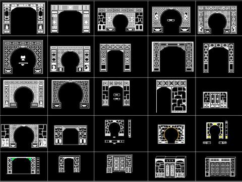  中式屏风博古架CAD图库 