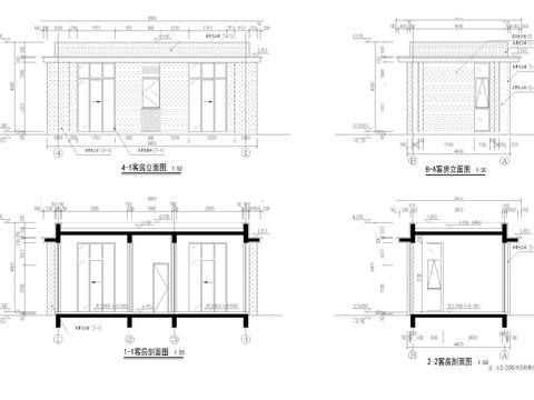  民宿客房cad施工圖 