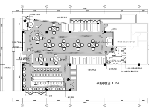  400㎡西餐厅cad平面图 