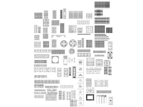  中式镂空雕花cad图库 