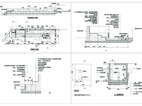  石材景墙跌水CAD交节点大样 