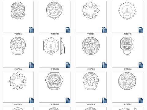  中式拉手cad图库 