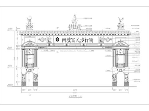  小區(qū)入口大門cad施工圖 