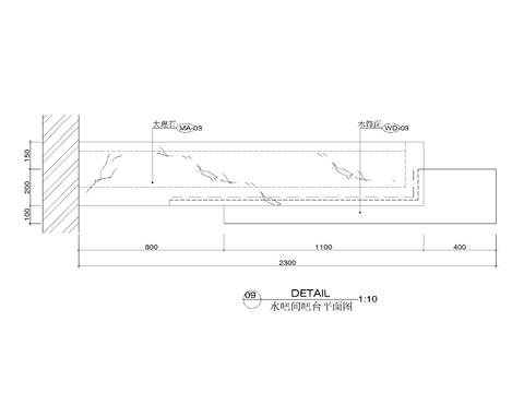  家庭水吧台cad平面图 