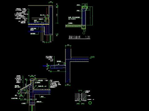  墙体收口cad节点大样 
