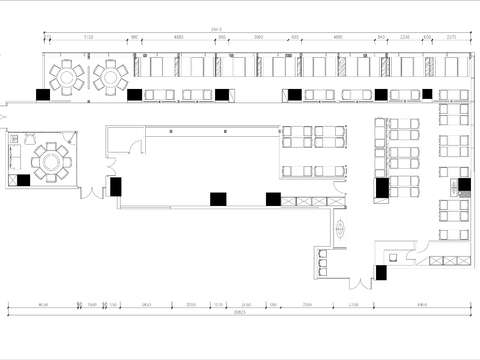  360㎡中餐厅cad平面图 