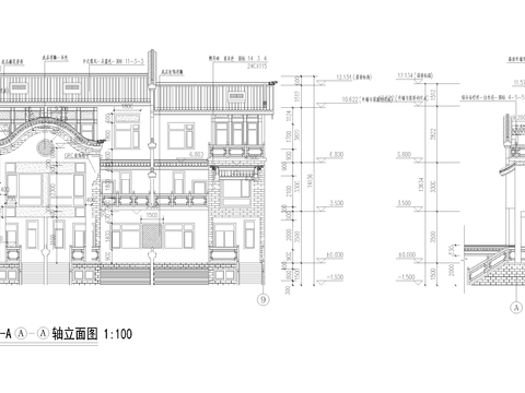  仿古建筑cad施工图 