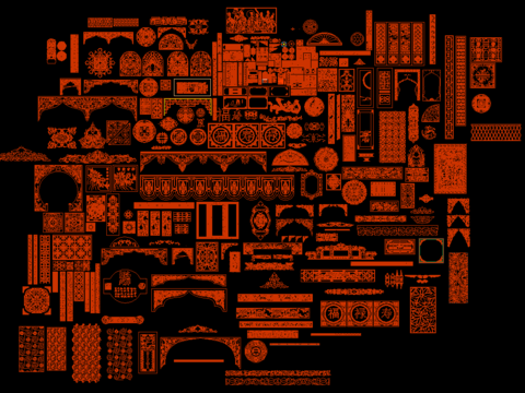  中式雕刻雕花CAD图库 