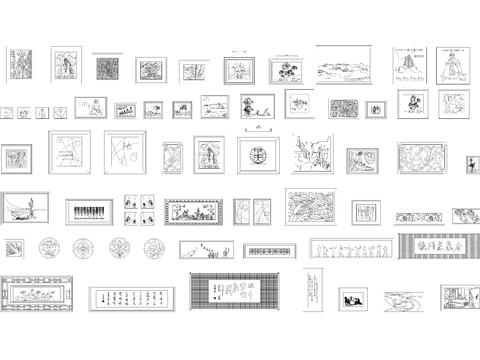  特别全的装饰画CAD图库 