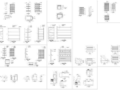  超市货架平立面设计cad图库 