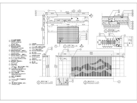  特色纹理景墙细部节点大样 