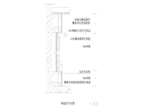  木饰面与石材cad节点大样图 