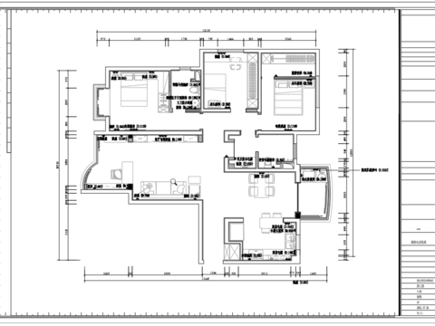 三室兩廳兩衛(wèi)家裝cad平面圖 
