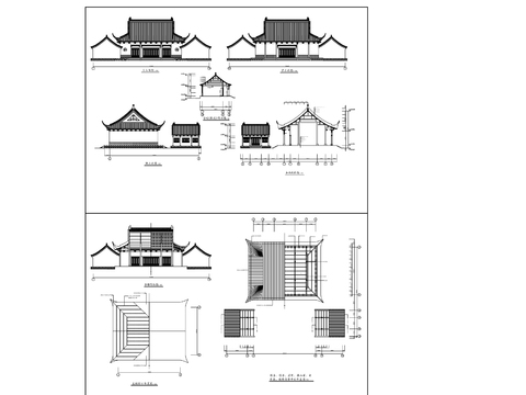  財神殿建筑CAD施工圖 