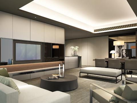  华润公寓B户型软装方案&效果图&施工图&物料表 