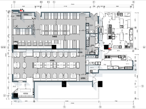  500㎡现代风格火锅店cad平面图 