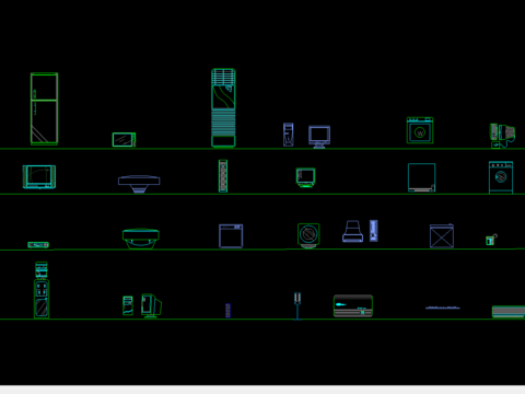  家用电器cad立面图 