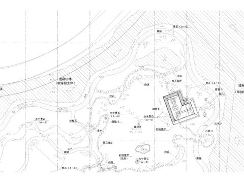  日式园林景观设计cad平面图 