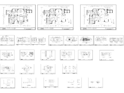  四室两厅一厨三卫大户型装修cad施工图 