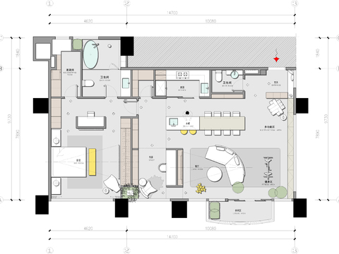  精品户型改造案例-一居室cad施工图 