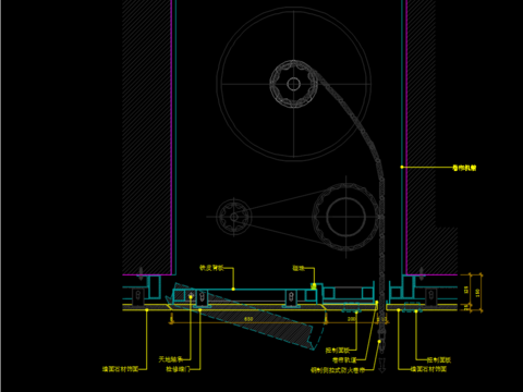  侧拉式防火卷帘节点图CAD施工图 
