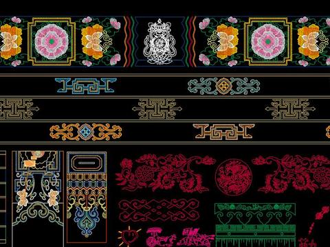  藏式雕花cad图库 