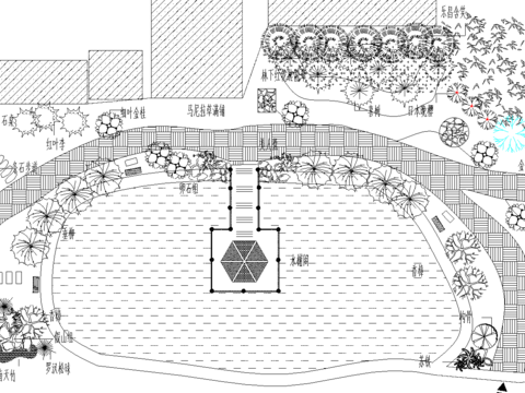  小游園綠化規(guī)劃設計cad施工圖 