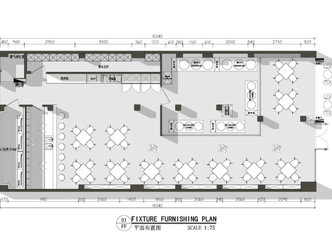  150平米精酿小酒馆cad平面图 