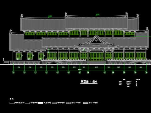  仿古图书馆cad施工图 