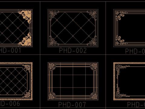  大理石水刀拼花图案花纹地拼CAD图库 