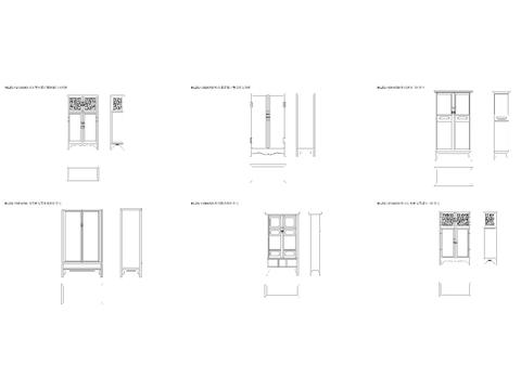  中式明代置物柜 角柜 斗柜平面图 立面图 侧面cad图库 