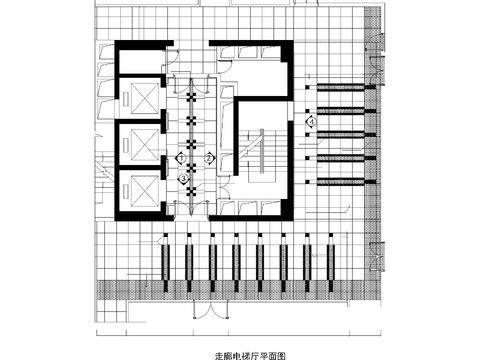  辦公樓電梯廳cad平面圖 