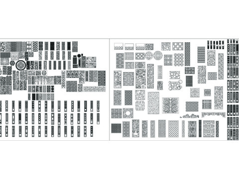  雕花木格cad图库 