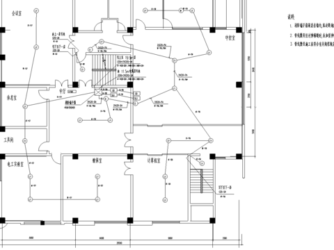  变电站火灾报警布线图cad施工图 