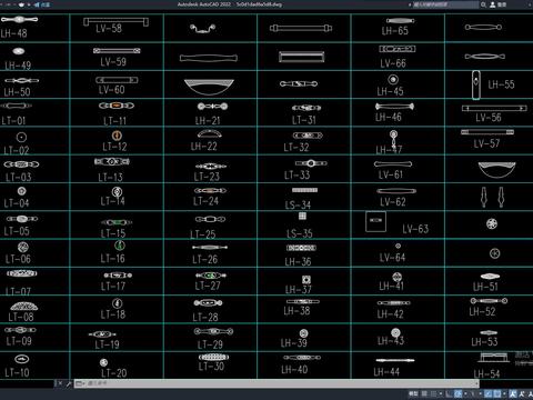  柜体拉手模型CAD图库 