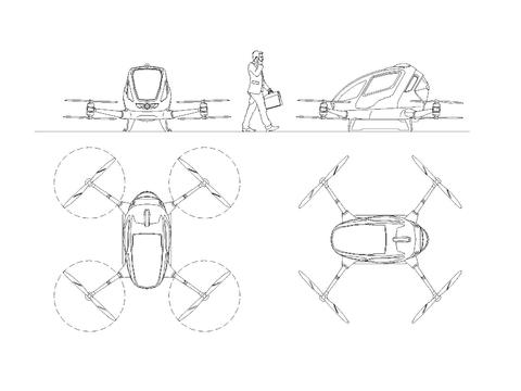  乘客无人机cad大样图 