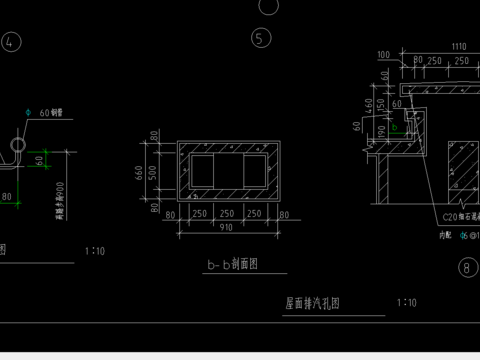  屋面排气孔cad节点大样图 
